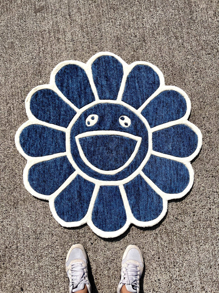 Blue Murakami Flower Custom Rug  Tuft Place